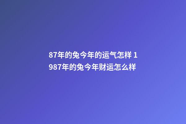 87年的兔今年的运气怎样 1987年的兔今年财运怎么样-第1张-观点-玄机派